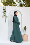 Silk teal green open abaya