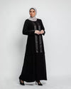 Tulip Abaya With satin stripes - Black Chiffon Scarf included