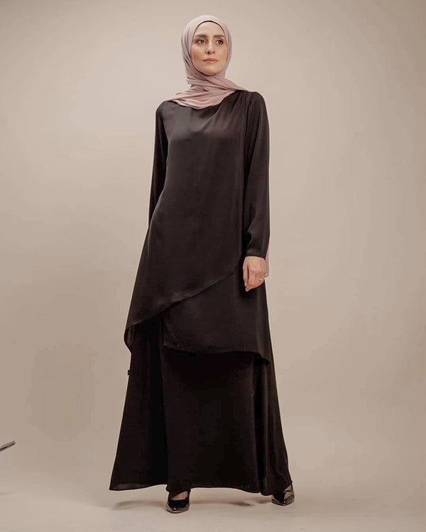 Tulip Croisee Silk Abaya with Matching Scarf