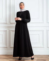 V Neck Abaya With touch of satin