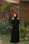 Classic abaya with striped fabric