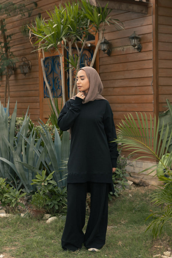 Comfy set with wide leg pants