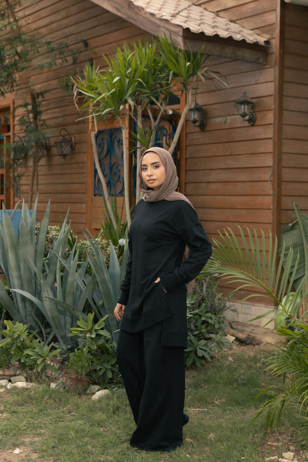 Comfy set with wide leg pants