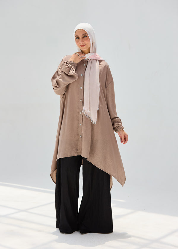 Washed Biege-Mist Silky Blouse