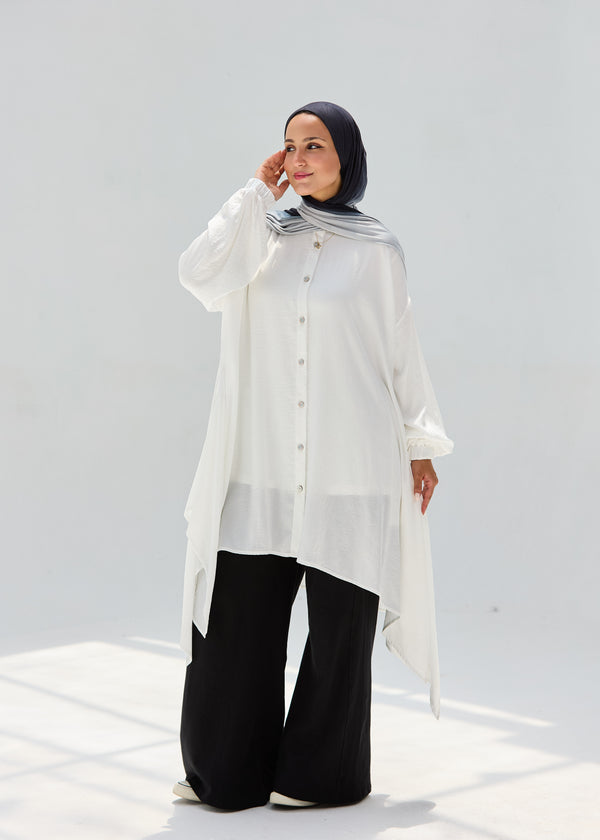 Washed White-Mist Silky Blouse