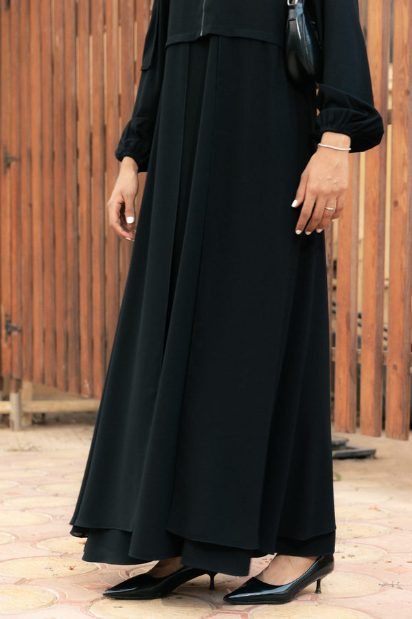2 pieces abaya with chiffon detail
