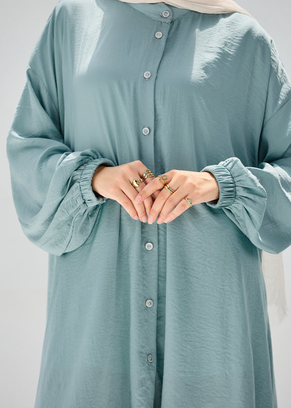 Washed Mint-Mist Silky Blouse