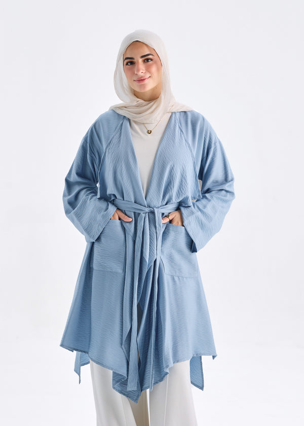 Flowy caridgan with belt and wide pockets