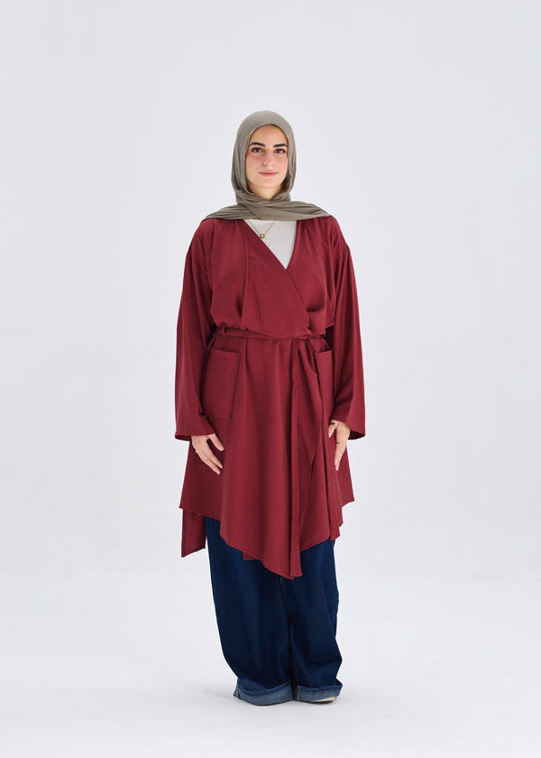 Flowy caridgan with belt and wide pockets