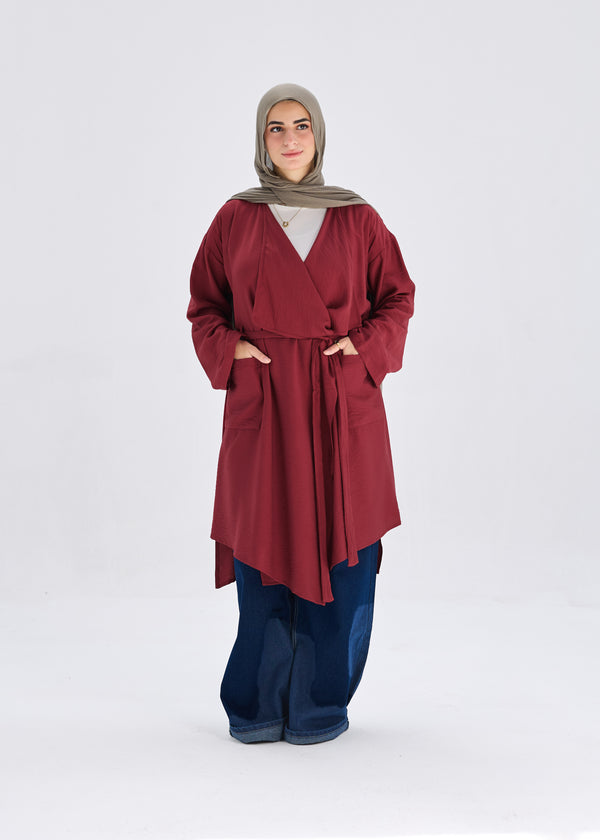 Flowy caridgan with belt and wide pockets