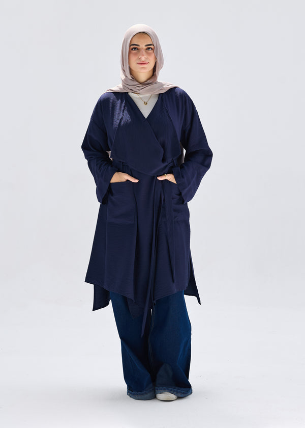 Flowy caridgan with belt and wide pockets