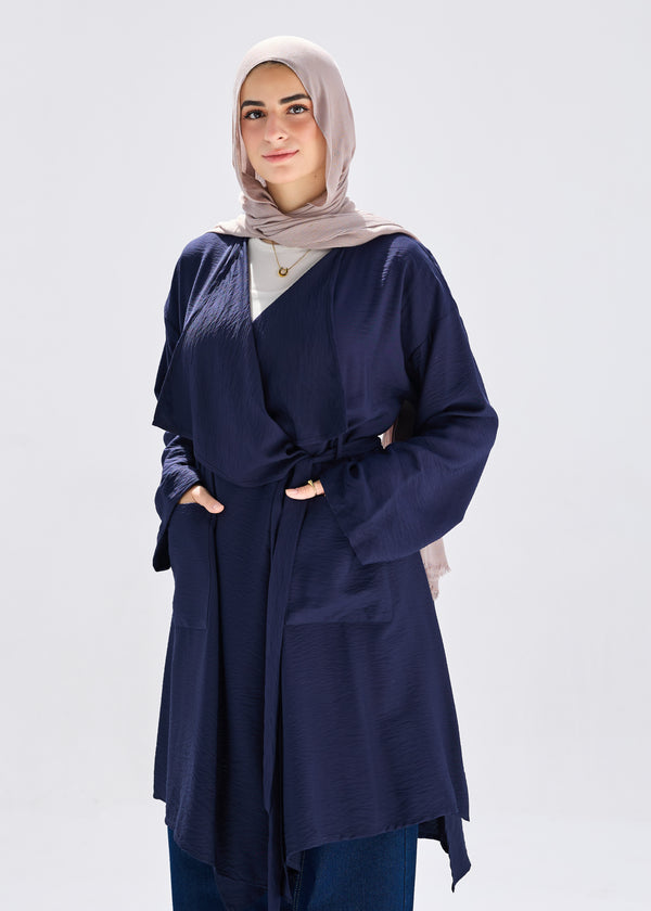 Flowy caridgan with belt and wide pockets