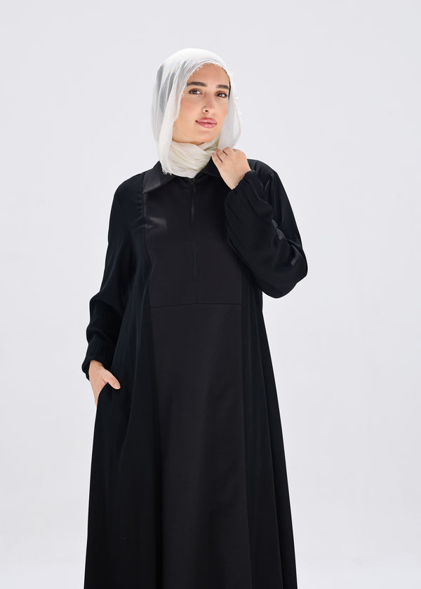 Practical mixed fabric Abaya