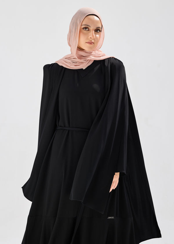 elegant Tiered abaya with flowy ponchodetail