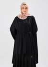 elegant Tiered abaya with flowy ponchodetail