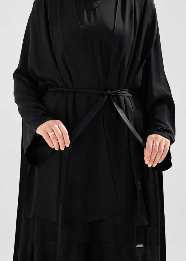 elegant Tiered abaya with flowy ponchodetail