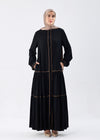 Tiered Abaya with GOLD Trim