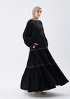 Tiered Abaya with GOLD Trim
