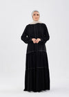 Tiered Abaya with gray trim
