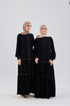 Tiered Abaya with GOLD Trim