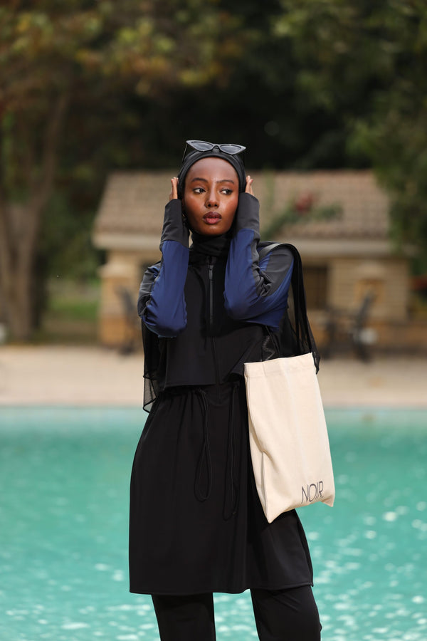 contrast reglan Sleeve Swimwear