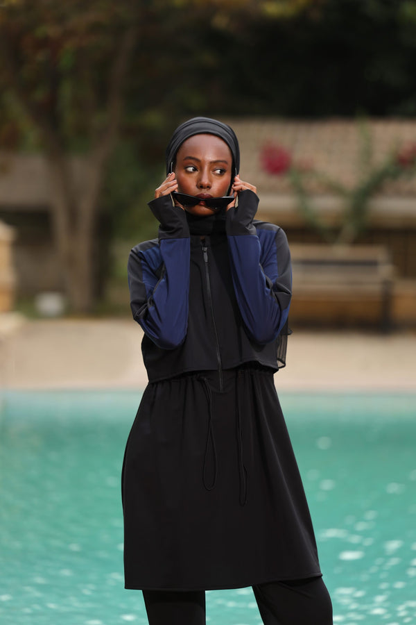 contrast reglan Sleeve Swimwear