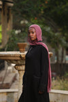 Classic button up Abaya with satin details