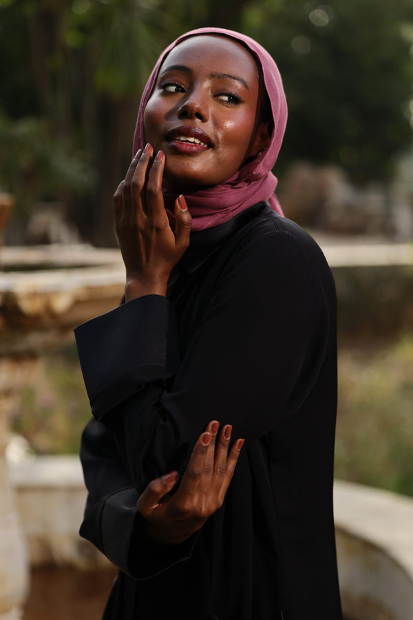 Classic button up Abaya with satin details