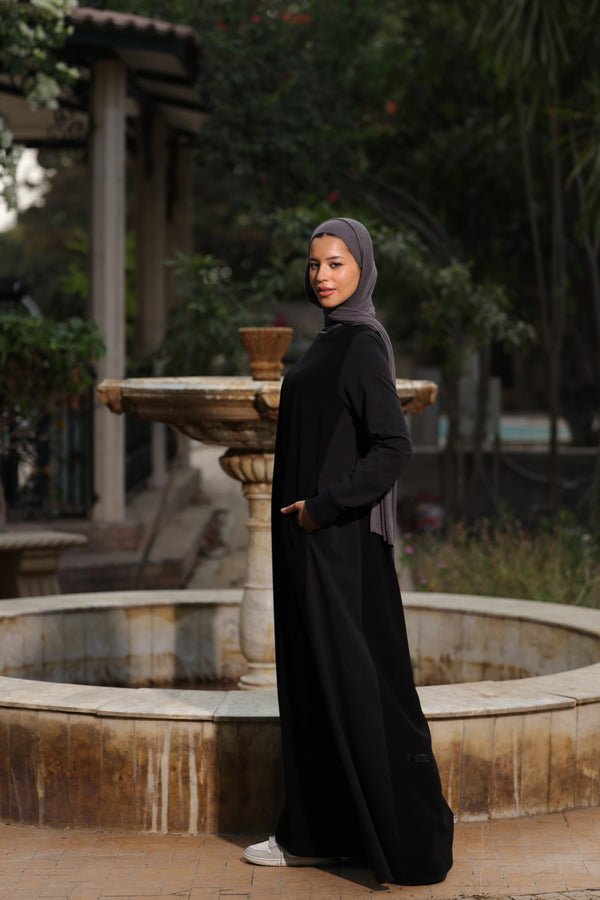 Sporty Comfy mixed fabric abaya