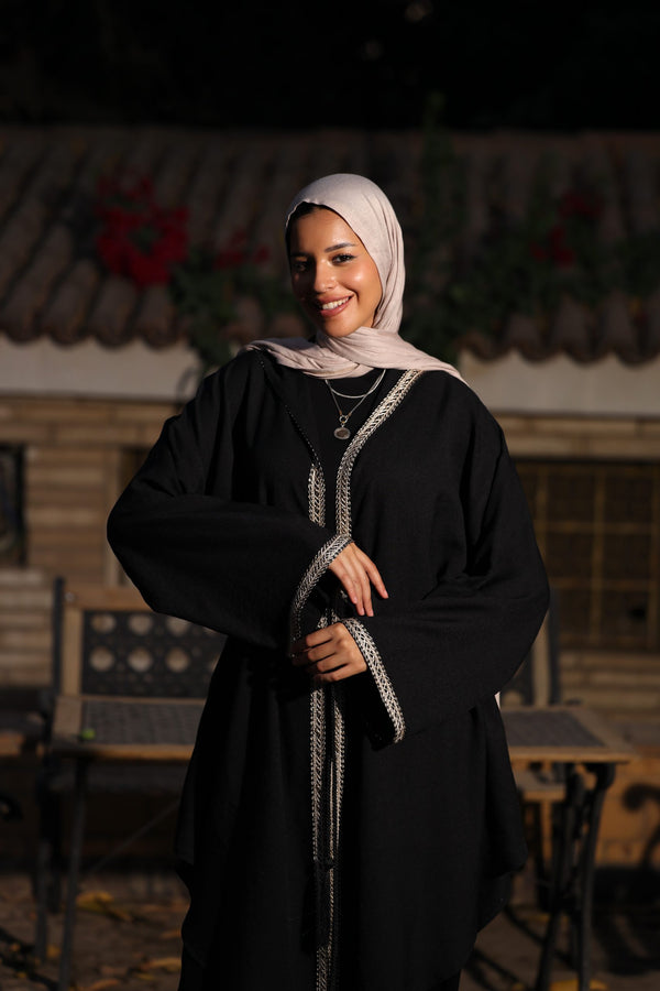 Embellishedhooded cardigan with braided belt