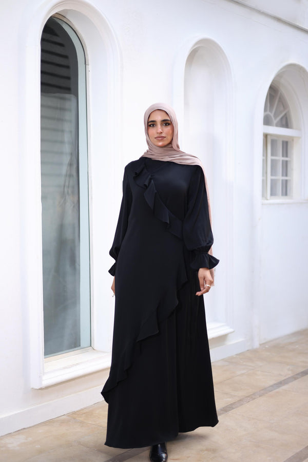Ruffle wrap abaya