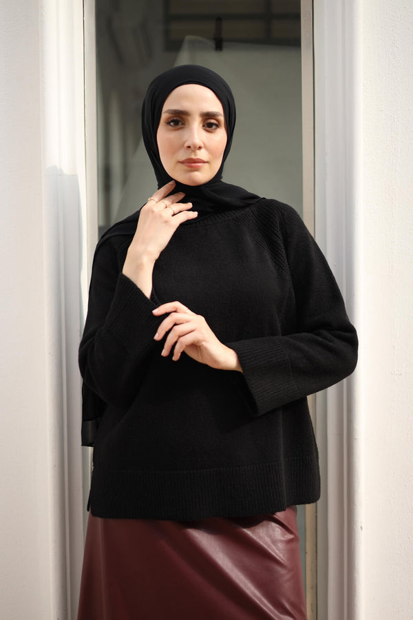 raglan sleeve sweater black