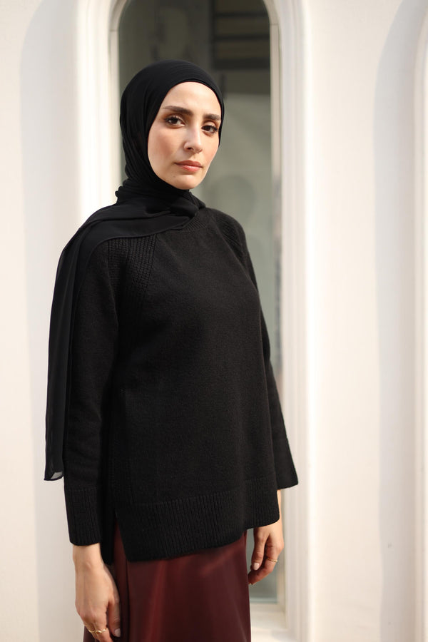 raglan sleeve sweater black