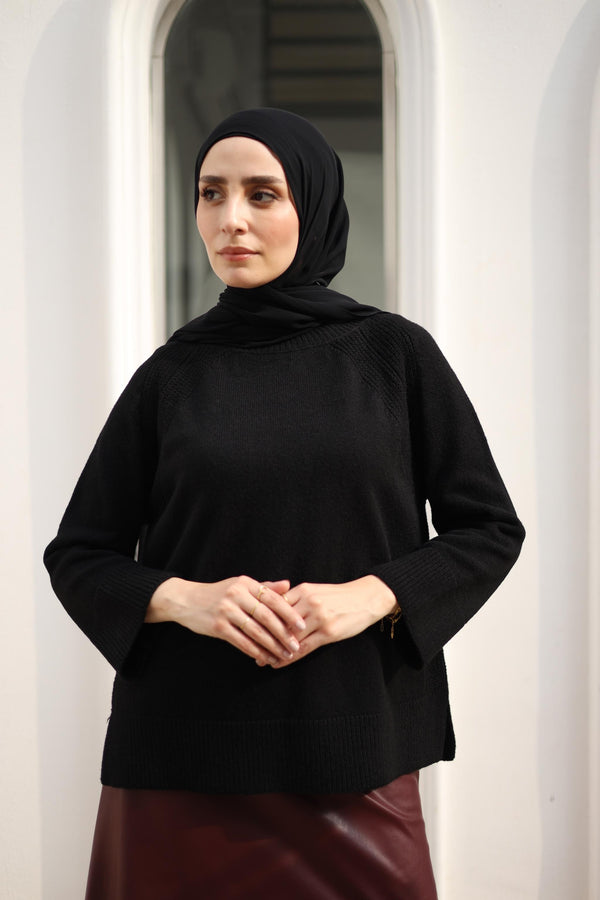 raglan sleeve sweater black