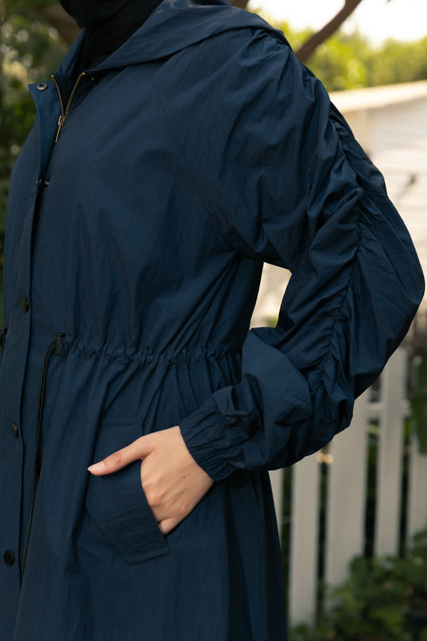 Crinkle long raincoat