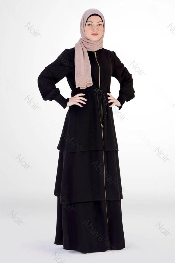 3 Layers Abaya with long Zipper
