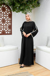 Gold Embellished Crepe open abaya