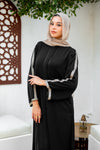 Gold Embellished Crepe open abaya