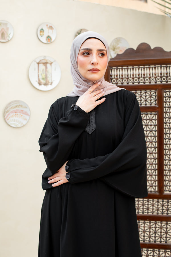 Black squared Abaya with Cuff Detailing