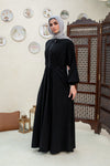 Elastic zip up abaya dress