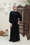 Elastic zip up abaya dress