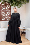 gathered waist oversized abaya