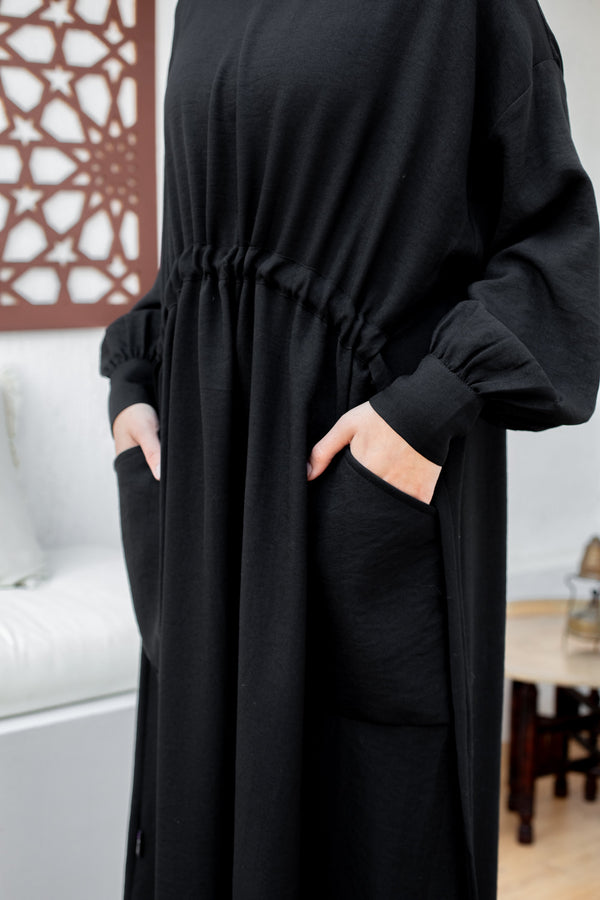 gathered waist oversized abaya