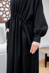 gathered waist oversized abaya