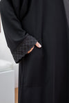 Crepe * Satin Open Abaya with lace