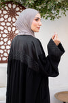 Crepe * Satin Open Abaya with lace