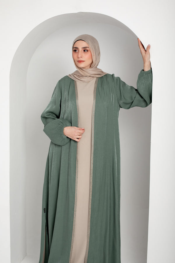 Shimmer Textured Open Abaya