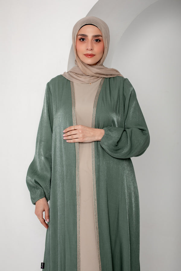 Shimmer Textured Open Abaya