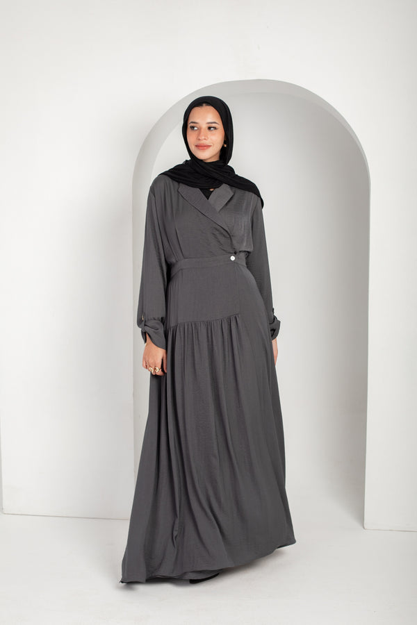 Silk wrap dress with classic collar