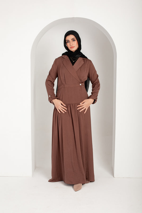 Silk wrap dress with classic collar